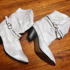 White Western Ankle Boots